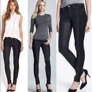 7 For All Mankind The Skinny Second Skin Legging Jeans Black Coated Lace- 25/ 2